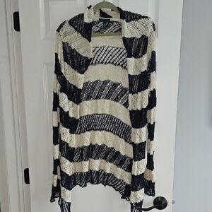 Ralph Lauren Blue and White Diagonal Stripe Cardigan